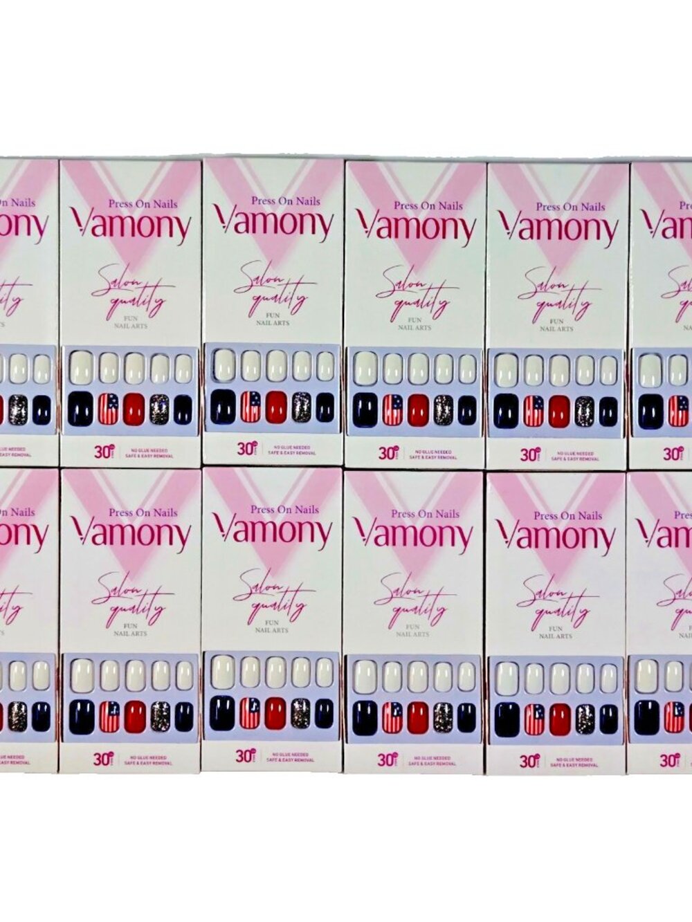 12 Boxes Vamony Press On Nails-American Spirit